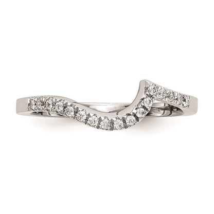 14k White Gold Real Diamond Contoured Wedding Band