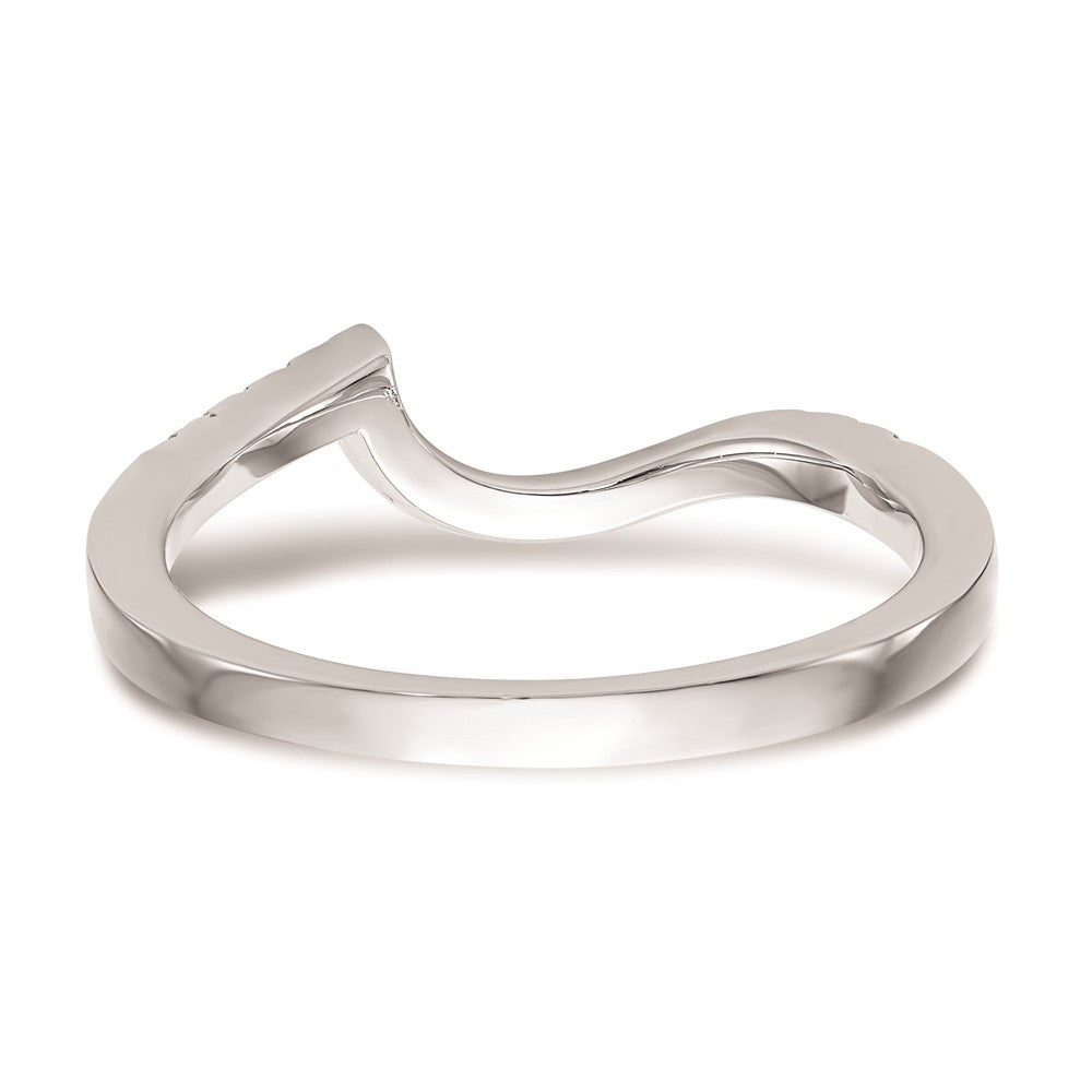14k White Gold Real Diamond Contoured Wedding Band