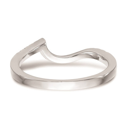 14k White Gold Real Diamond Contoured Wedding Band