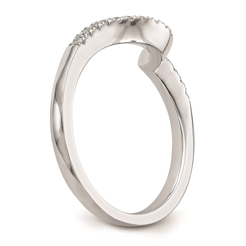 14k White Gold Real Diamond Contoured Wedding Band