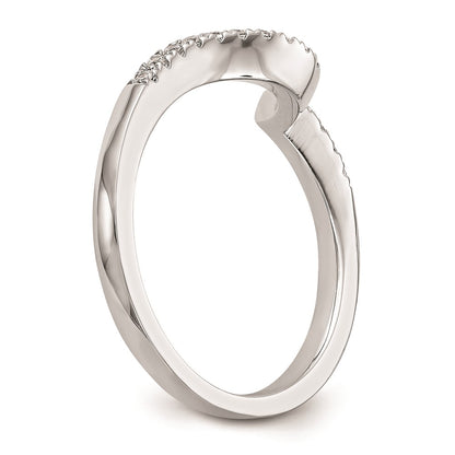 14k White Gold Real Diamond Contoured Wedding Band