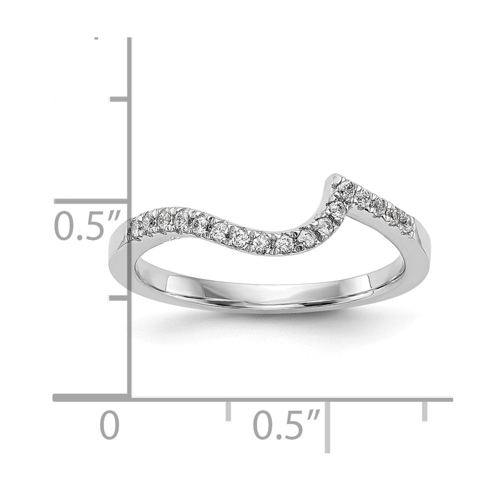 14k White Gold Real Diamond Contoured Wedding Band