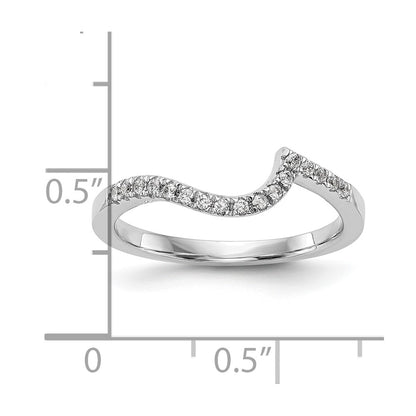 14k White Gold Real Diamond Contoured Wedding Band
