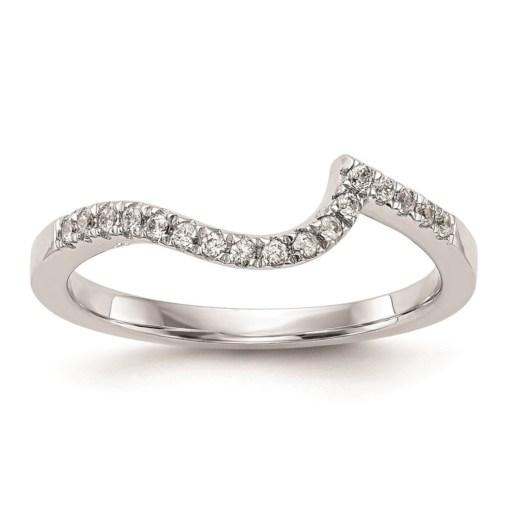 14k White Gold Real Diamond Contoured Wedding Band
