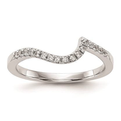 14k White Gold Real Diamond Contoured Wedding Band