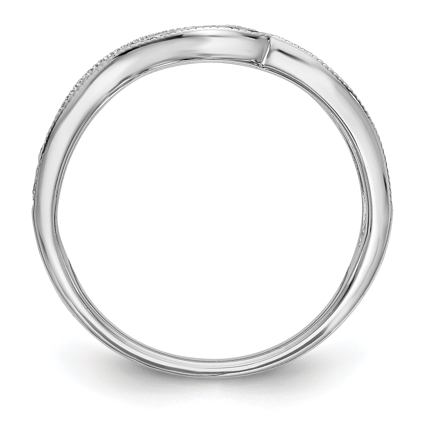0.15ct. CZ Solid Real 14k White Gold Contoured Wedding Wedding Band Ring