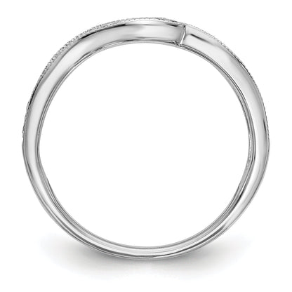 0.15ct. CZ Solid Real 14k White Gold Contoured Wedding Wedding Band Ring