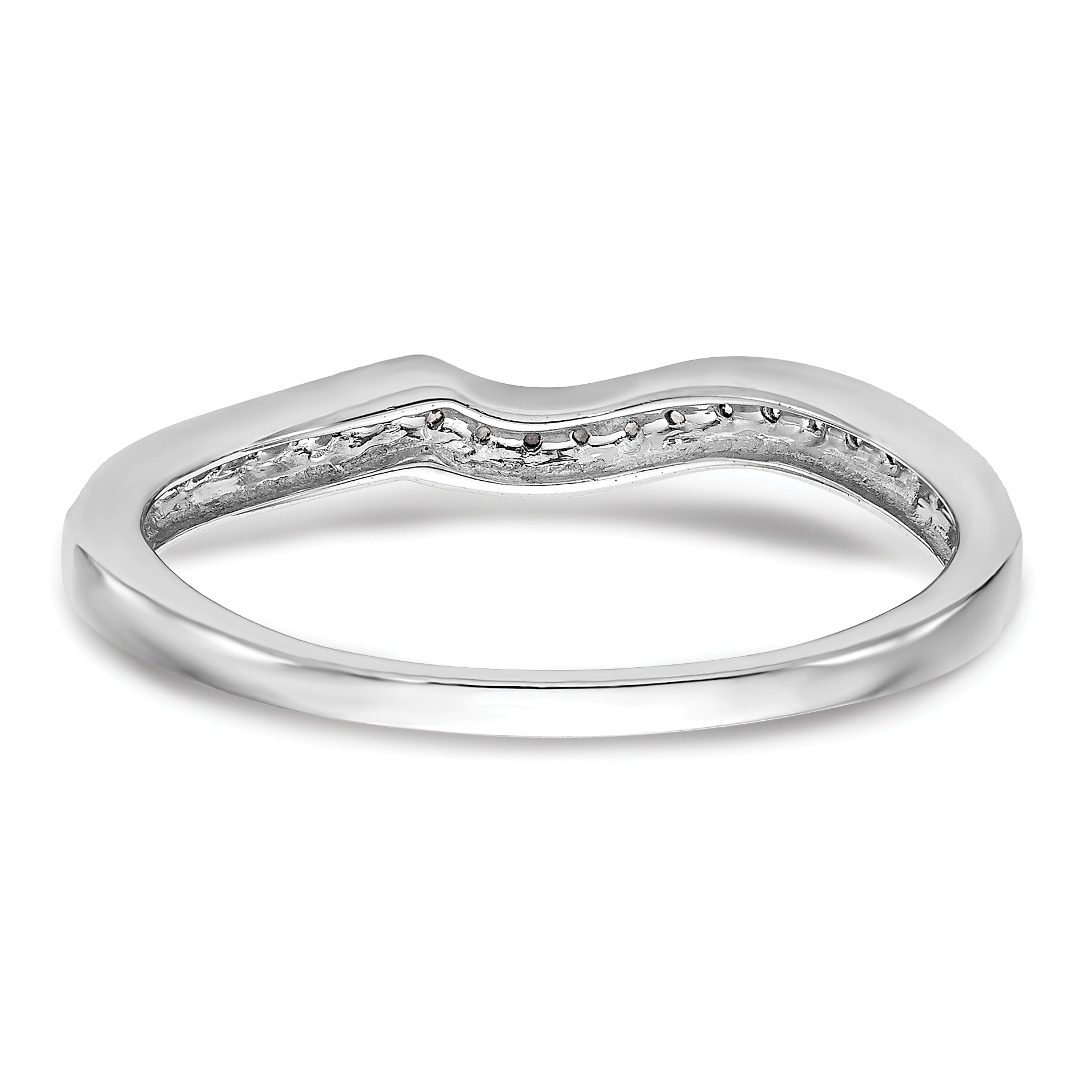 0.15ct. CZ Solid Real 14k White Gold Contoured Wedding Wedding Band Ring
