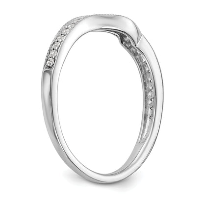 0.15ct. CZ Solid Real 14k White Gold Contoured Wedding Wedding Band Ring