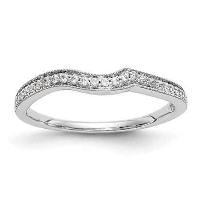 0.15ct. CZ Solid Real 14k White Gold Contoured Wedding Wedding Band Ring