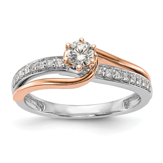 0.25ct. CZ Solid Real 14k Two-Tone Engagement Ring