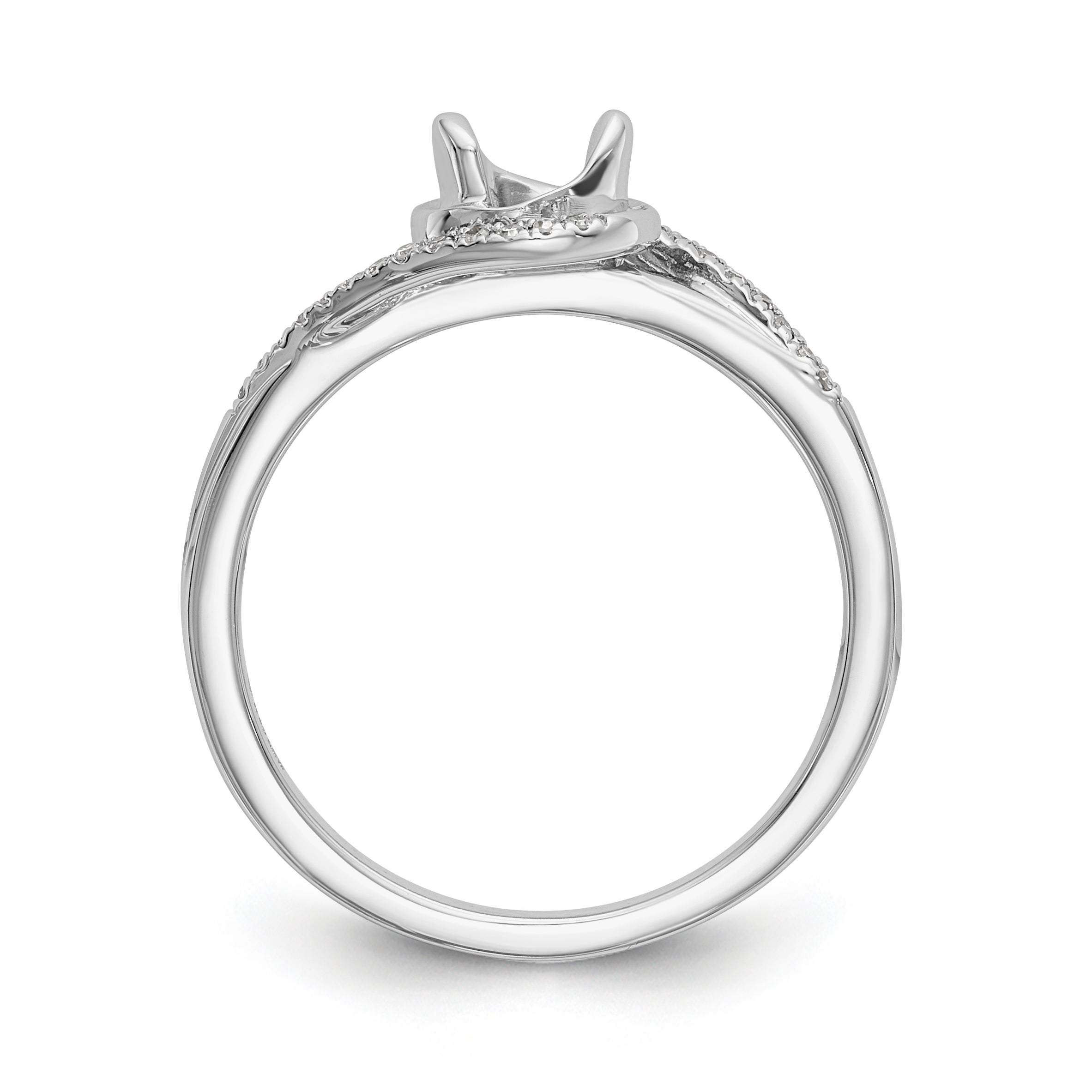 0.17ct. CZ Solid Real 14k White Gold Round By-Pass Engagement Ring