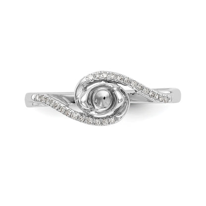 0.17ct. CZ Solid Real 14k White Gold Round By-Pass Engagement Ring