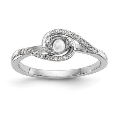 0.17ct. CZ Solid Real 14k White Gold Round By-Pass Engagement Ring