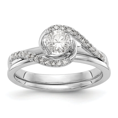 0.17ct. CZ Solid Real 14k White Gold Round By-Pass Engagement Ring