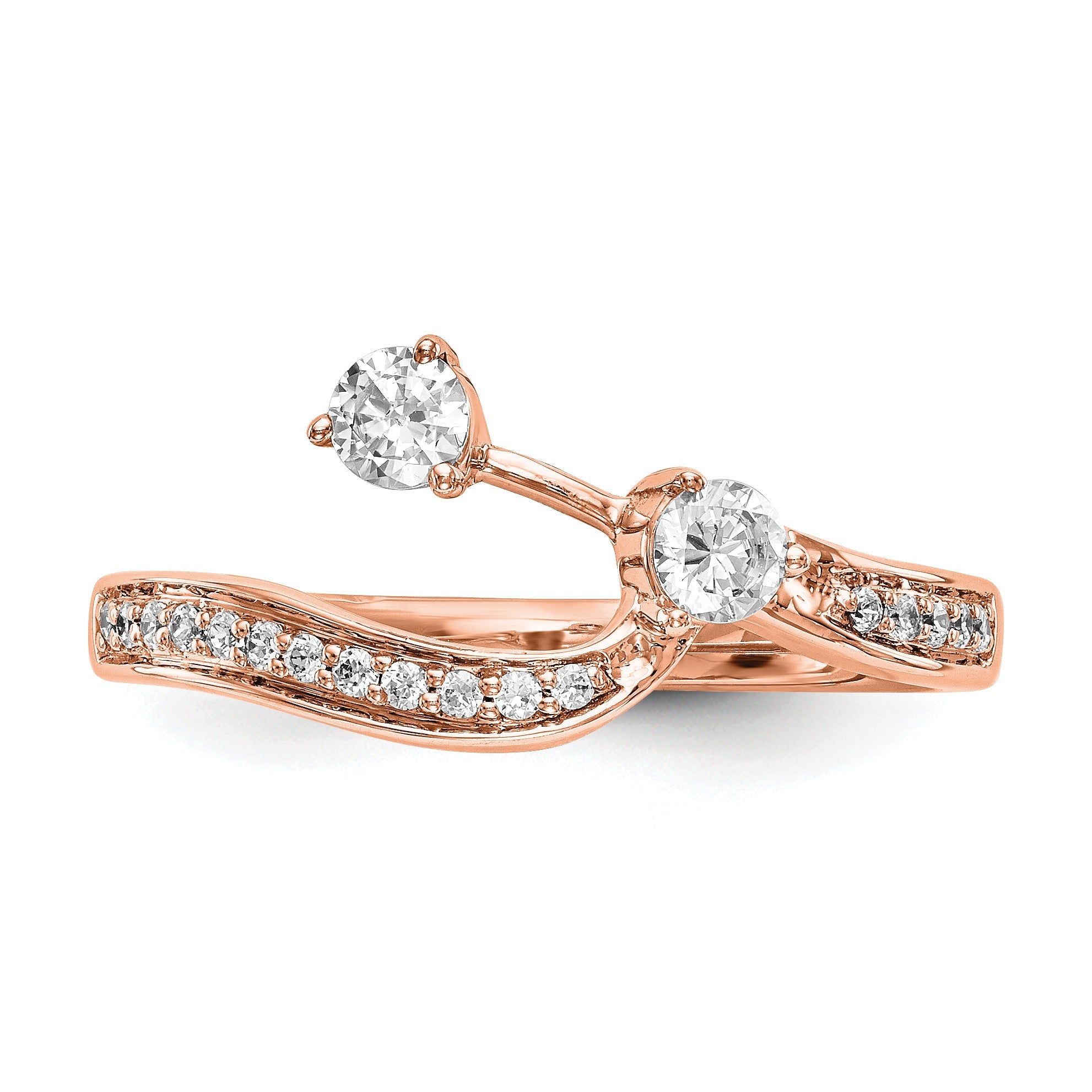 0.34ct. CZ Solid Real 14k Rose Contoured Wedding Wedding Band Ring