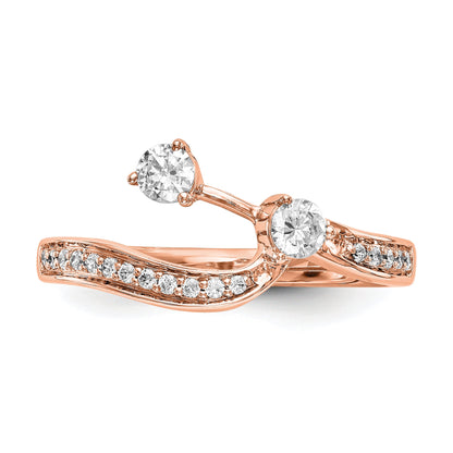 0.34ct. CZ Solid Real 14k Rose Contoured Wedding Wedding Band Ring