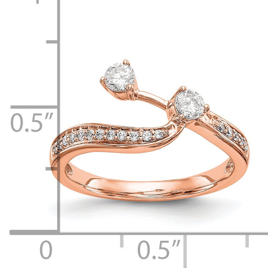 0.34ct. CZ Solid Real 14k Rose Contoured Wedding Wedding Band Ring