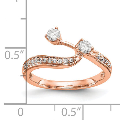 0.34ct. CZ Solid Real 14k Rose Contoured Wedding Wedding Band Ring