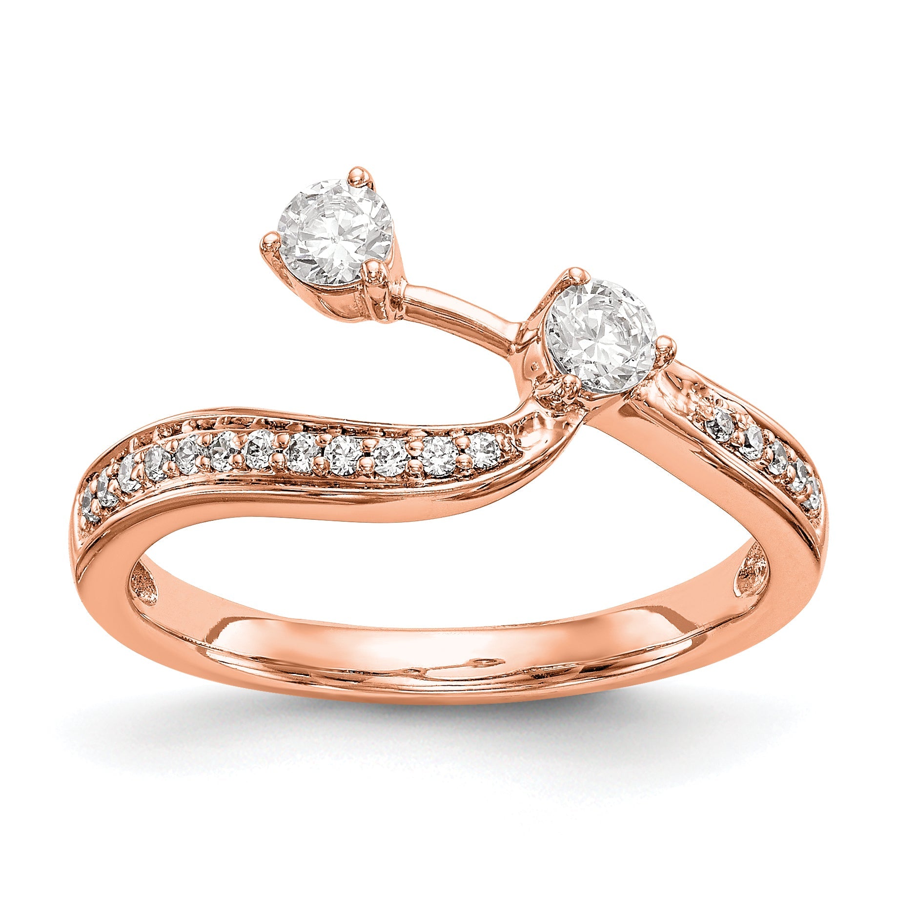 0.34ct. CZ Solid Real 14k Rose Contoured Wedding Wedding Band Ring