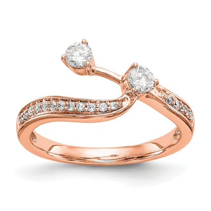 0.34ct. CZ Solid Real 14k Rose Contoured Wedding Wedding Band Ring