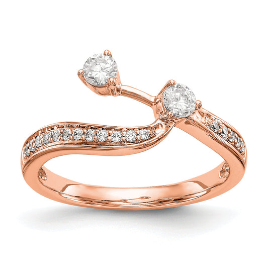 0.34ct. CZ Solid Real 14k Rose Contoured Wedding Wedding Band Ring