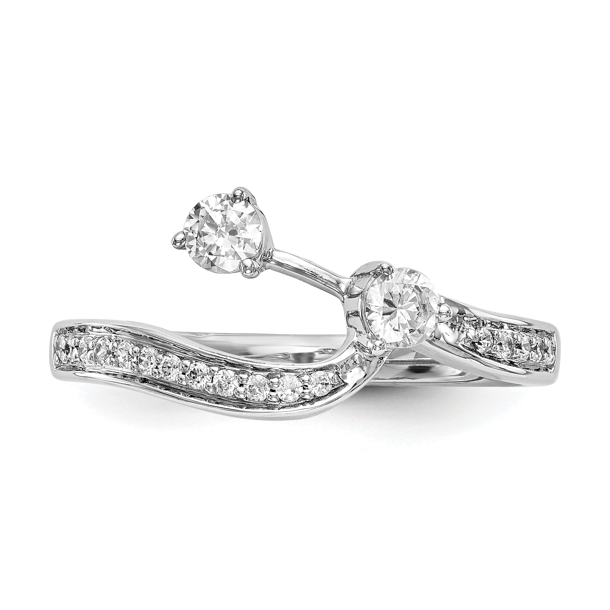 0.34ct. CZ Solid Real 14K White Gold Contoured Wedding Wedding Band Ring