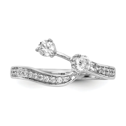 0.34ct. CZ Solid Real 14K White Gold Contoured Wedding Wedding Band Ring