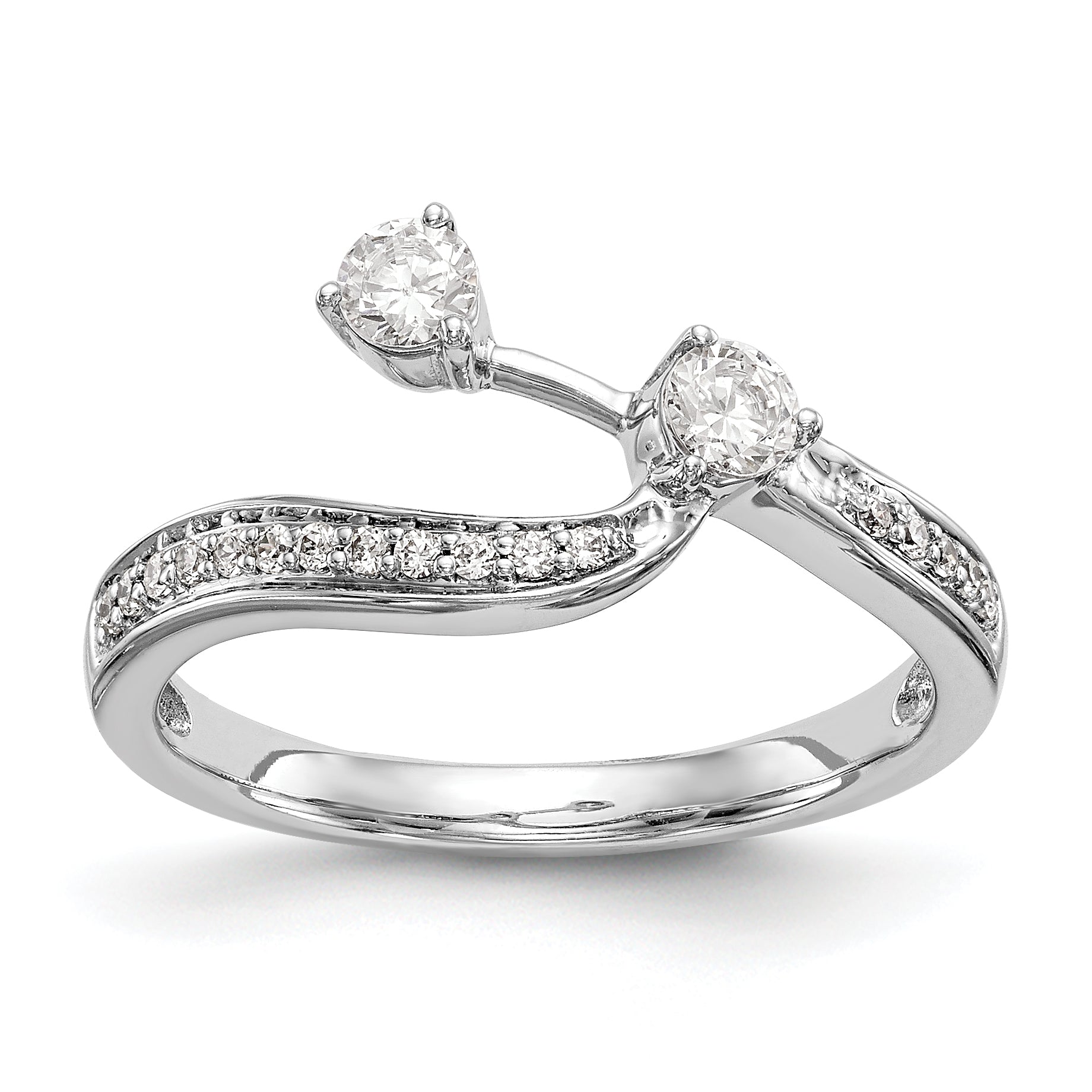 0.34ct. CZ Solid Real 14K White Gold Contoured Wedding Wedding Band Ring