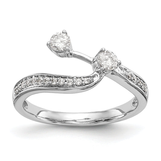 0.34ct. CZ Solid Real 14K White Gold Contoured Wedding Wedding Band Ring