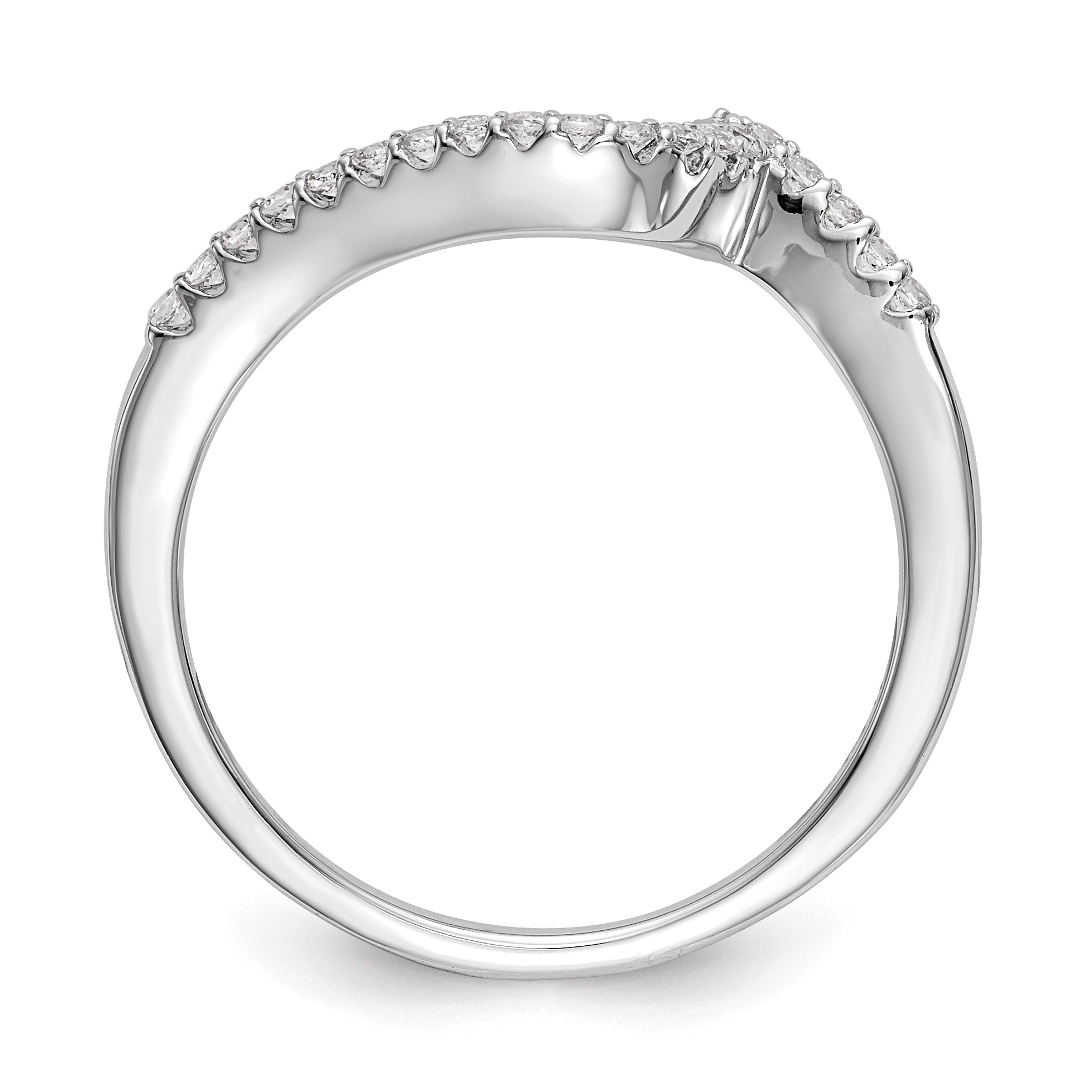 0.16ct. CZ Solid Real 14K White Gold Contoured Wedding Wedding Band Ring