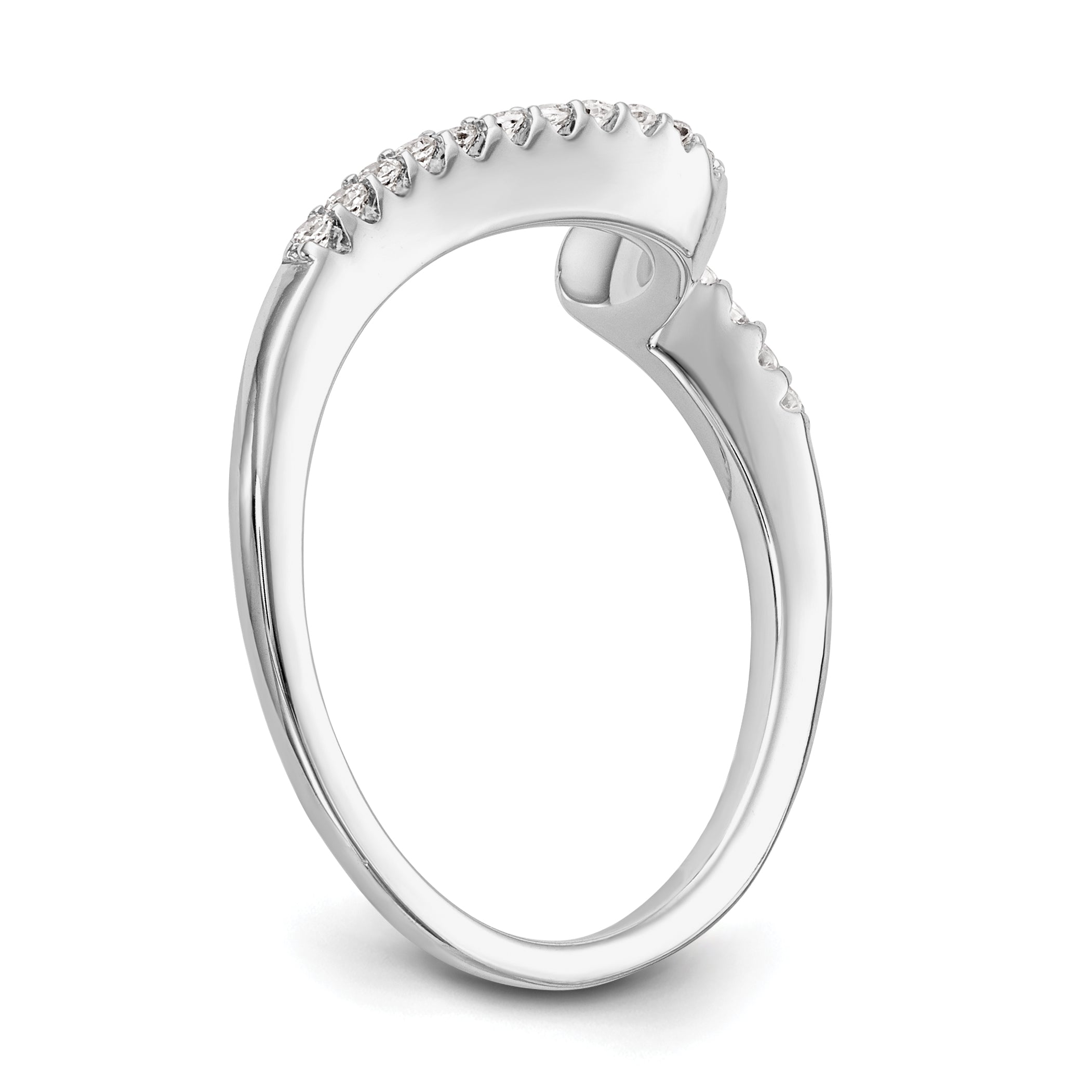 0.16ct. CZ Solid Real 14K White Gold Contoured Wedding Wedding Band Ring
