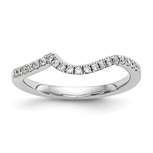 0.08ct. CZ Solid Real 14K White Gold Contoured Wedding Wedding Band Ring