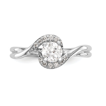0.10ct. CZ Solid Real 14K White Gold Peg Set By-Pass Engagement Ring