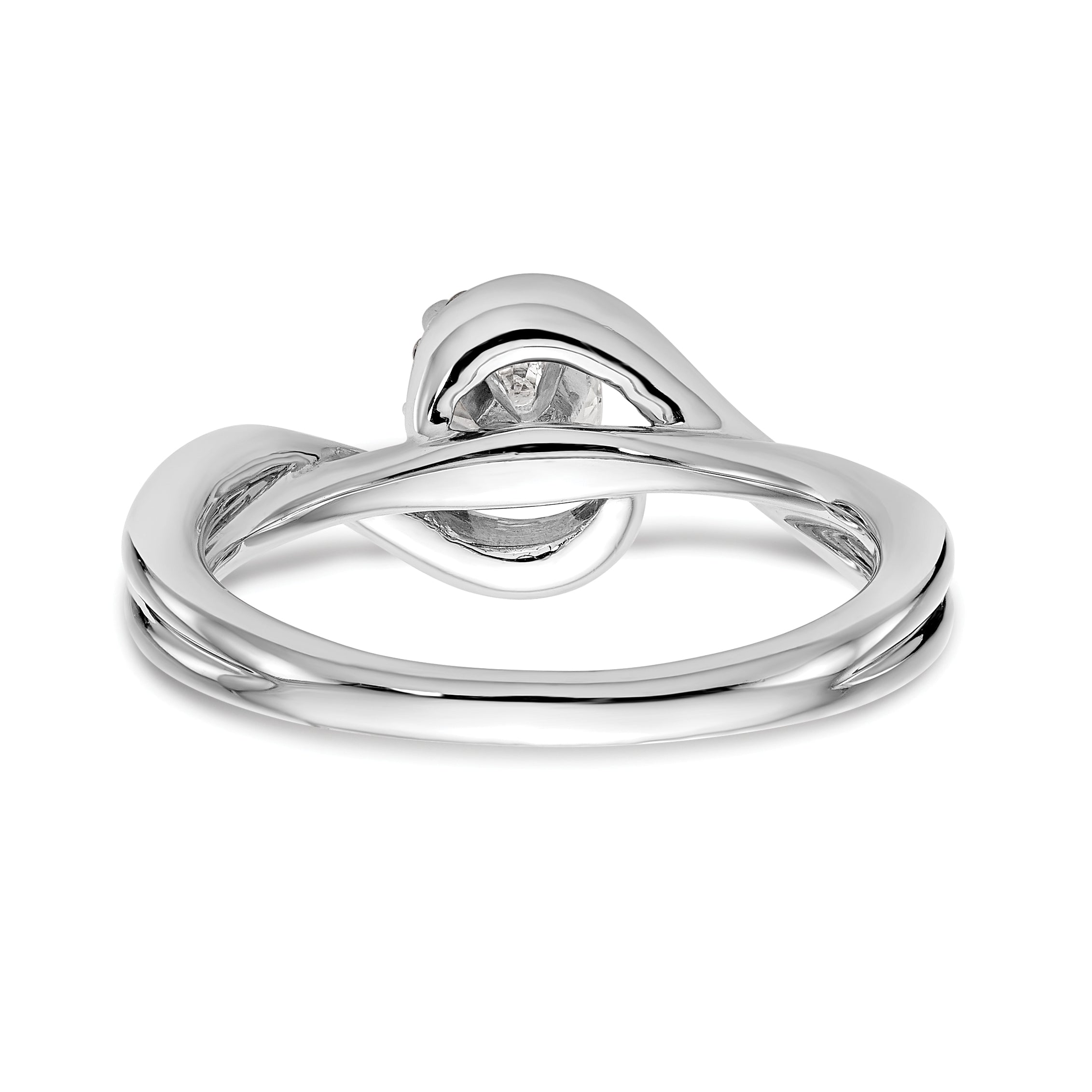 0.10ct. CZ Solid Real 14K White Gold Peg Set By-Pass Engagement Ring