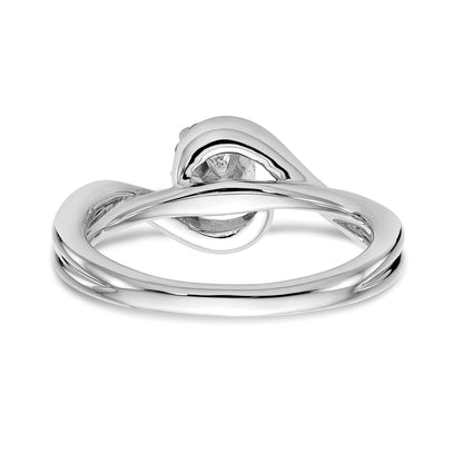 0.10ct. CZ Solid Real 14K White Gold Peg Set By-Pass Engagement Ring