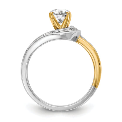 0.18ct. CZ Solid Real 14k Two-tone Peg Set By-Pass Engagement Ring