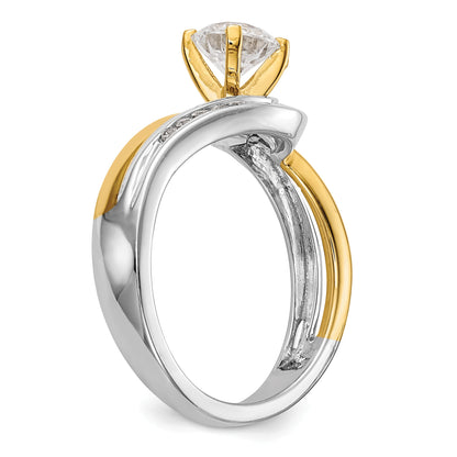 0.18ct. CZ Solid Real 14k Two-tone Peg Set By-Pass Engagement Ring
