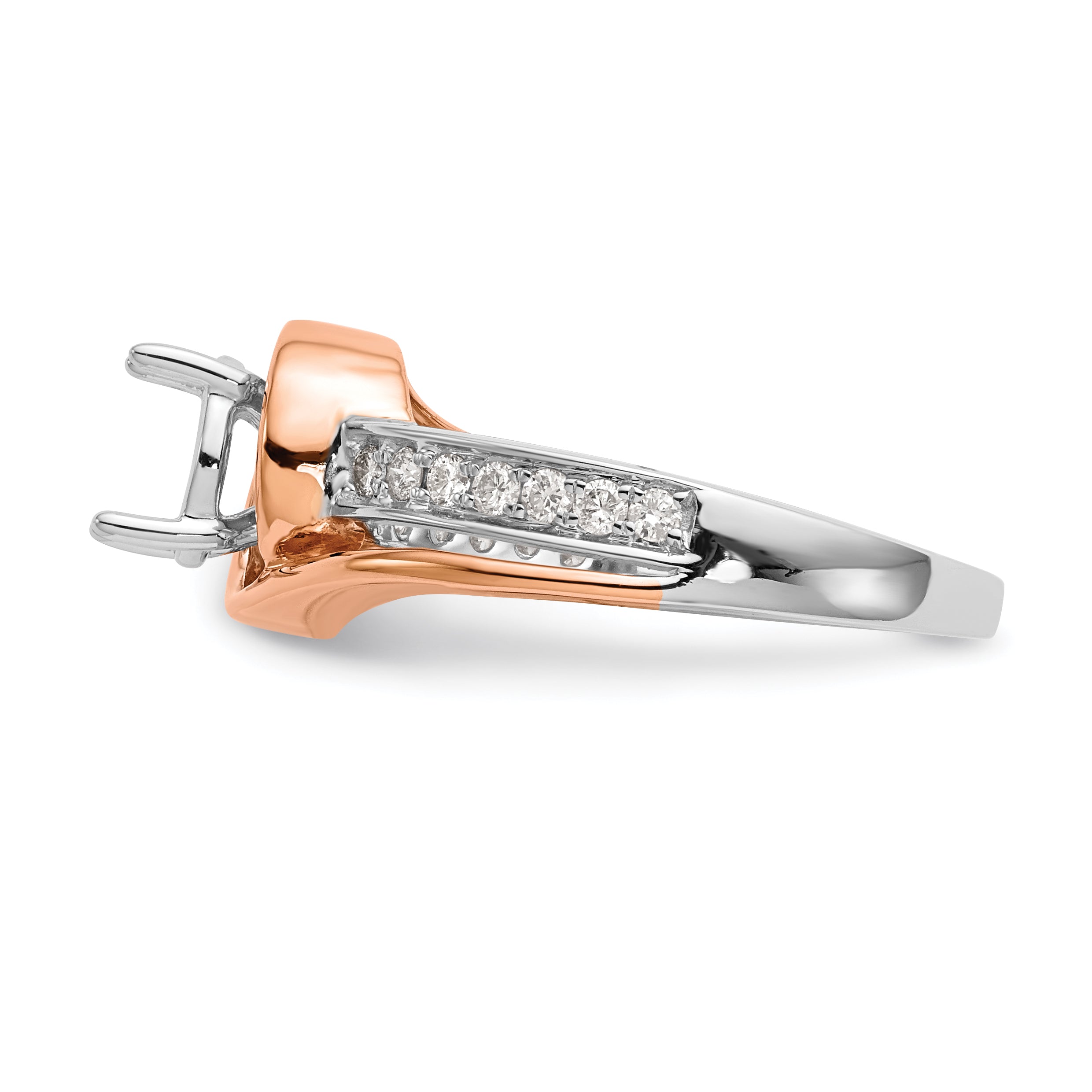 0.18ct. CZ Solid Real 14k Two-tone Peg Set By-Pass Engagement Ring