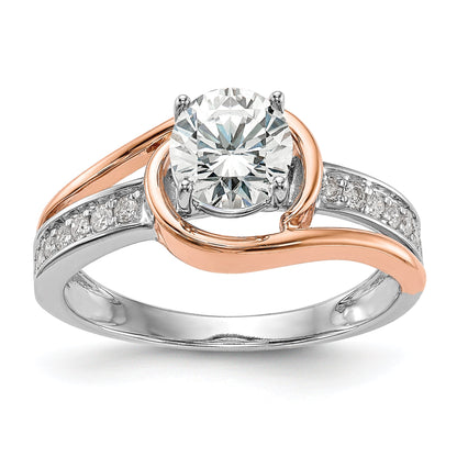 0.18ct. CZ Solid Real 14k Two-tone Peg Set By-Pass Engagement Ring