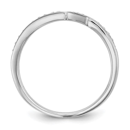 14K White Gold Real Diamond Contoured Wedding Band