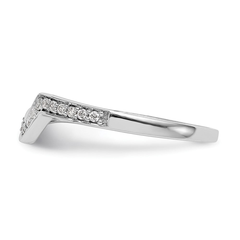 14K White Gold Real Diamond Contoured Wedding Band