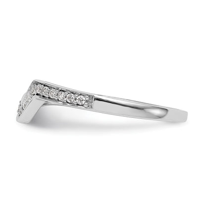14K White Gold Real Diamond Contoured Wedding Band