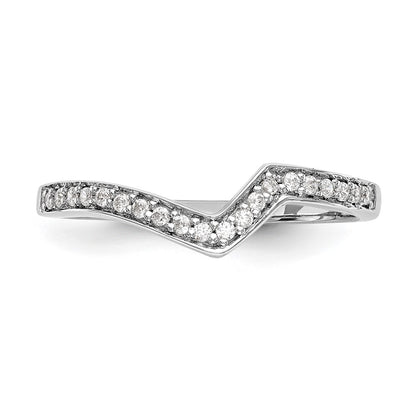 14K White Gold Real Diamond Contoured Wedding Band