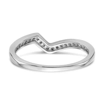14K White Gold Real Diamond Contoured Wedding Band