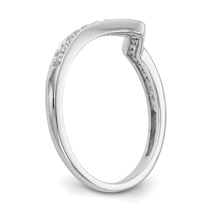 14K White Gold Real Diamond Contoured Wedding Band