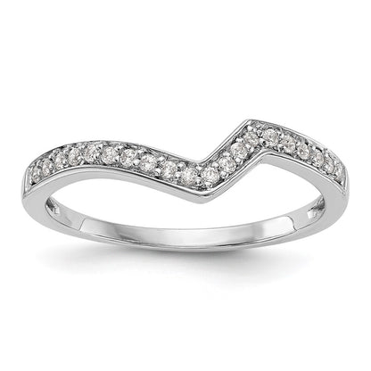 14K White Gold Real Diamond Contoured Wedding Band