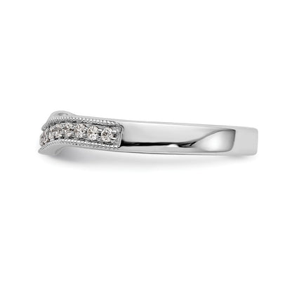 0.17ct. CZ Solid Real 14K White Gold Contoured Wedding Wedding Band Ring