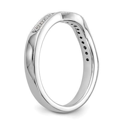 0.17ct. CZ Solid Real 14K White Gold Contoured Wedding Wedding Band Ring