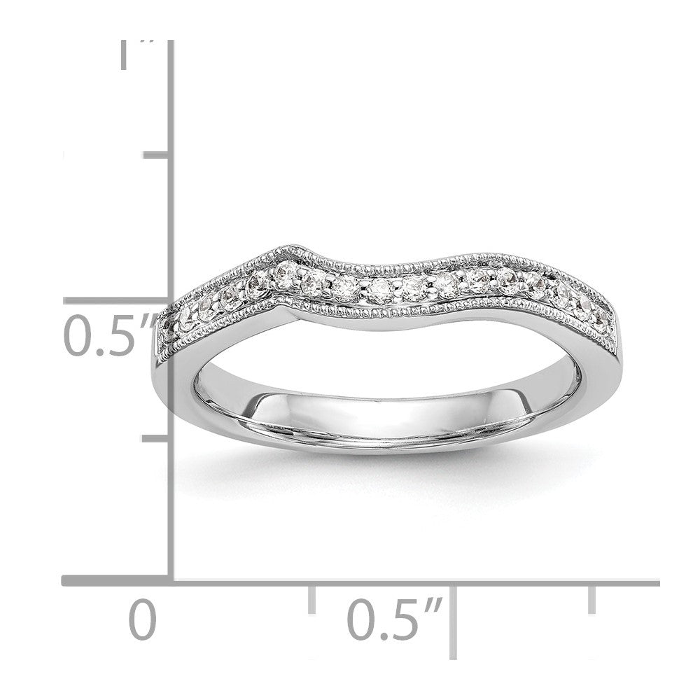 0.17ct. CZ Solid Real 14K White Gold Contoured Wedding Wedding Band Ring